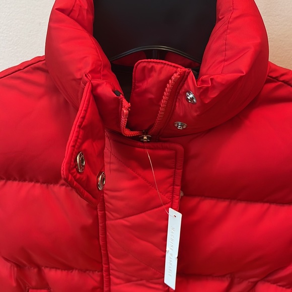 GB Girls Red Puffer Stand Collar Zip & Snap Placket Jacket - Picture 3 of 8